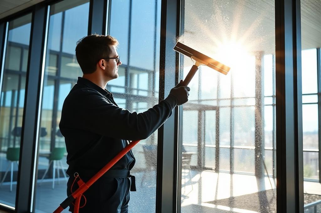 Fensterreinigung Wien – professioneller Fensterputzer bei der Arbeit